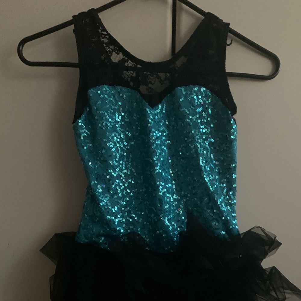 Teal/black child dance costume